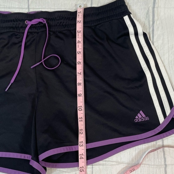 Y2K adidas track pull on elastic waistband shorts woman’s size L black purple - Picture 8 of 13